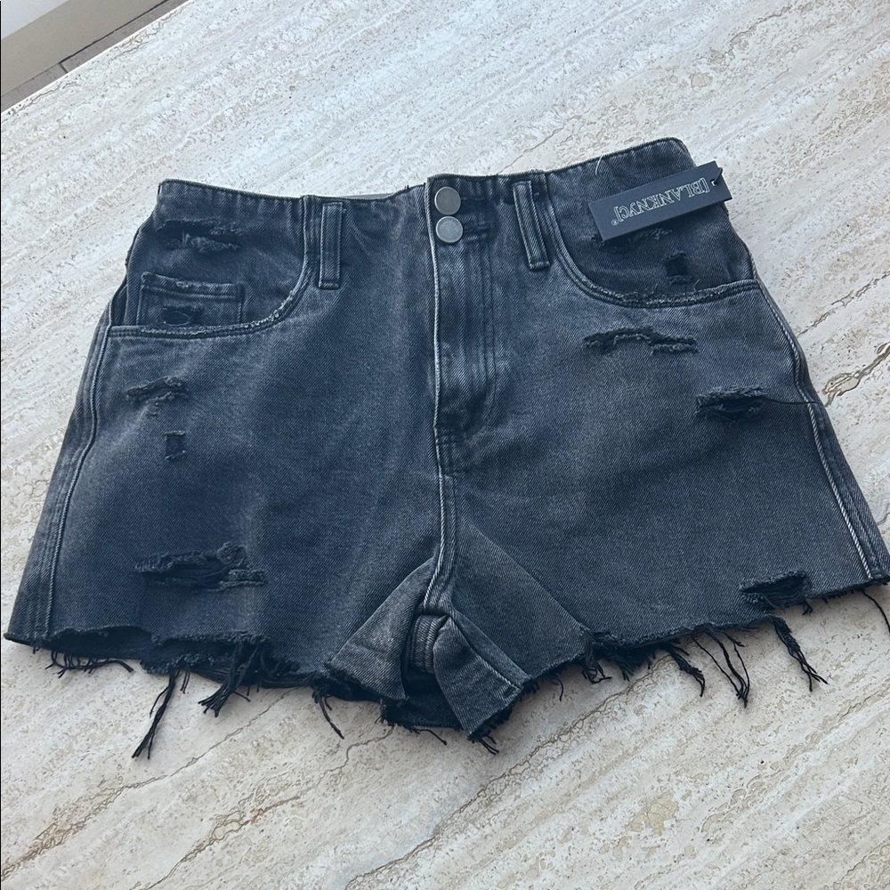 NEW 🆕 BLANK NYC Distressed  Black Denim Shorts size 27